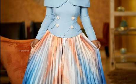 Elegant Sky Blue Top & Long Skirt Gown - Perfect for Parties, Weddings & Festive Wear!